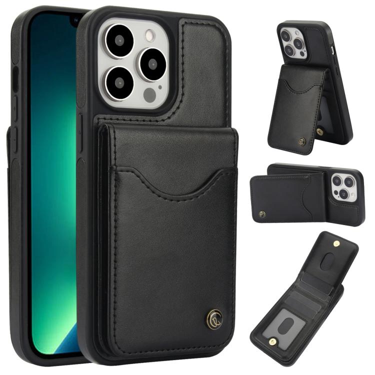 For iPhone 13 Pro Max AwQuer Vertical Flip Card Bag Holder Leather Phone Case(Black) - iPhone 13 Pro Max Cases by Awquer | Online Shopping UK | buy2fix