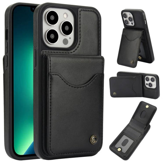 For iPhone 13 Pro Max AwQuer Vertical Flip Card Bag Holder Leather Phone Case(Black) - iPhone 13 Pro Max Cases by Awquer | Online Shopping UK | buy2fix