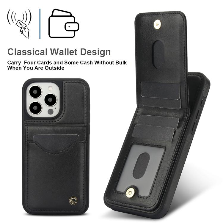 For iPhone 13 Pro Max AwQuer Vertical Flip Card Bag Holder Leather Phone Case(Black) - iPhone 13 Pro Max Cases by Awquer | Online Shopping UK | buy2fix
