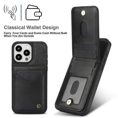 For iPhone 13 Pro Max AwQuer Vertical Flip Card Bag Holder Leather Phone Case(Black) - iPhone 13 Pro Max Cases by Awquer | Online Shopping UK | buy2fix