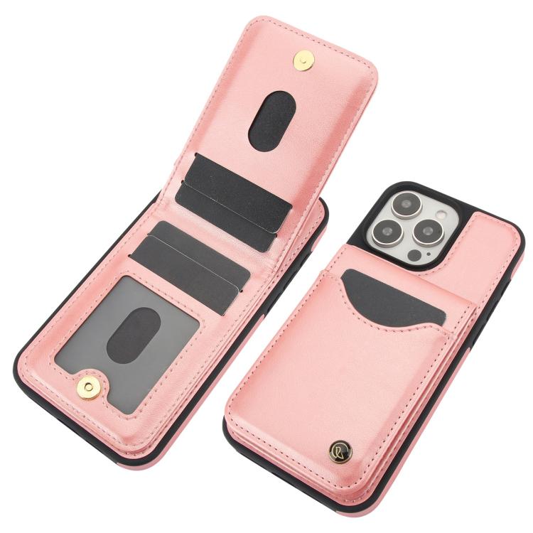 For iPhone 13 Pro AwQuer Vertical Flip Card Bag Holder Leather Phone Case(Rose Gold) - iPhone 13 Pro Cases by Awquer | Online Shopping UK | buy2fix