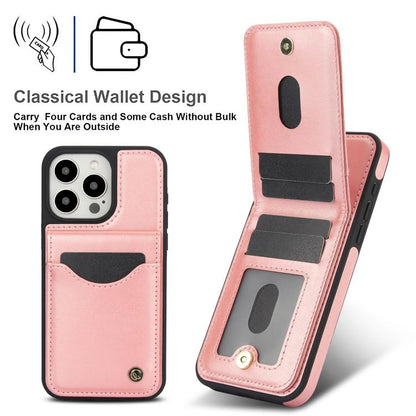 For iPhone 13 Pro AwQuer Vertical Flip Card Bag Holder Leather Phone Case(Rose Gold) - iPhone 13 Pro Cases by Awquer | Online Shopping UK | buy2fix