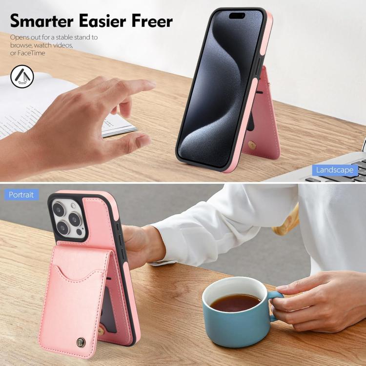 For iPhone 13 Pro AwQuer Vertical Flip Card Bag Holder Leather Phone Case(Rose Gold) - iPhone 13 Pro Cases by Awquer | Online Shopping UK | buy2fix