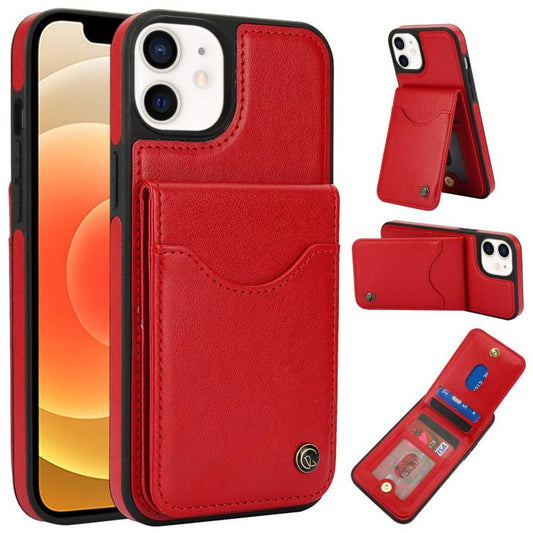 For iPhone 12 / 12 Pro AwQuer Vertical Flip Card Bag Holder Leather Phone Case(Red) - iPhone 12 / 12 Pro Cases by Awquer | Online Shopping UK | buy2fix