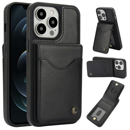For iPhone 12 Pro Max AwQuer Vertical Flip Card Bag Holder Leather Phone Case(Black) - iPhone 12 Pro Max Cases by Awquer | Online Shopping UK | buy2fix