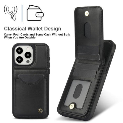 For iPhone 12 Pro Max AwQuer Vertical Flip Card Bag Holder Leather Phone Case(Black) - iPhone 12 Pro Max Cases by Awquer | Online Shopping UK | buy2fix