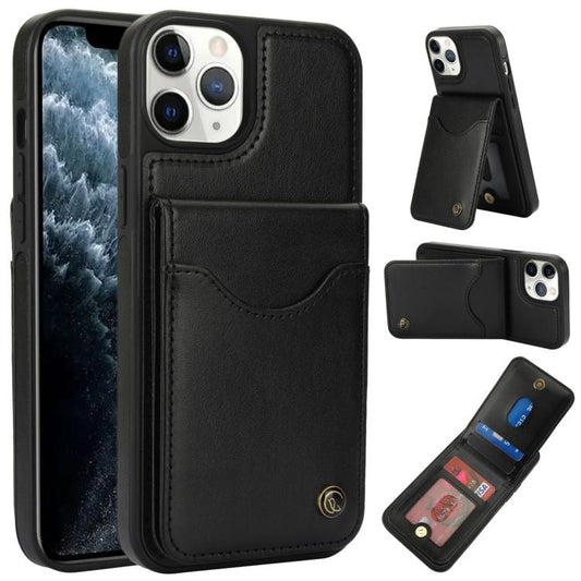 For iPhone 11 Pro Max AwQuer Vertical Flip Card Bag Holder Leather Phone Case(Black) - iPhone 11 Pro Max Cases by Awquer | Online Shopping UK | buy2fix