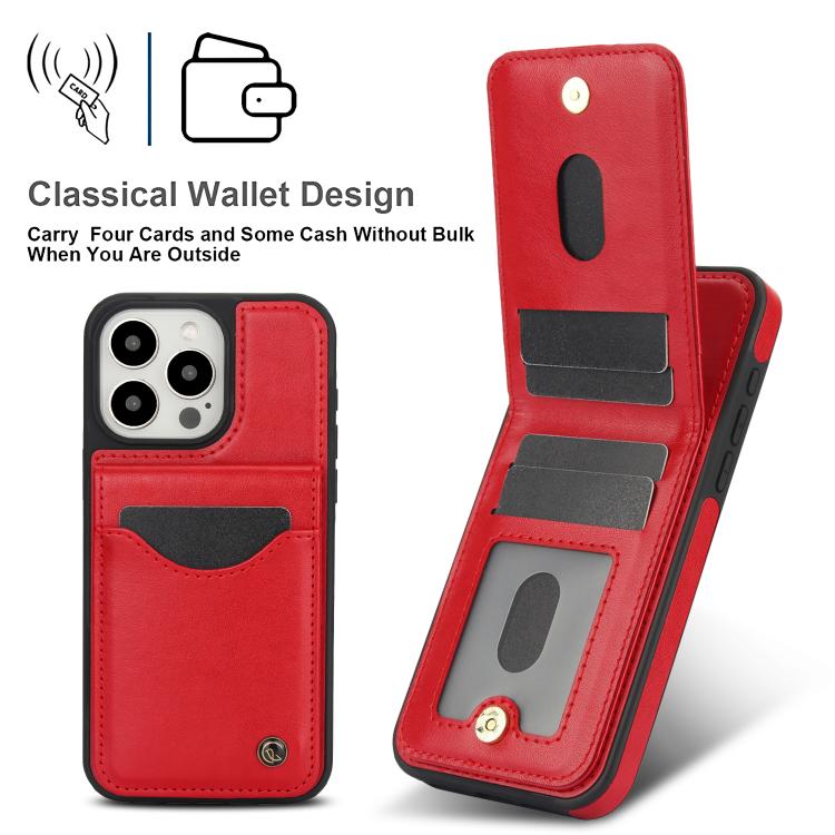 For iPhone 11 Pro AwQuer Vertical Flip Card Bag Holder Leather Phone Case(Red) - iPhone 11 Pro Cases by Awquer | Online Shopping UK | buy2fix