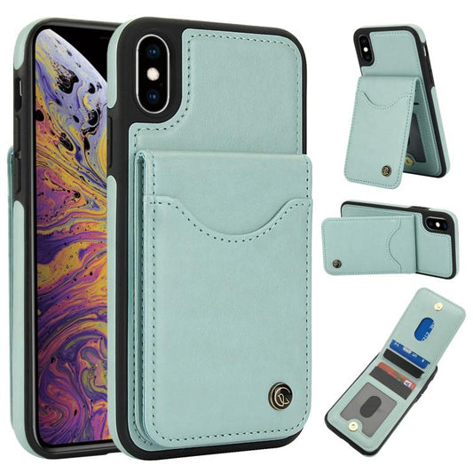 For iPhone X / XS AwQuer Vertical Flip Card Bag Holder Leather Phone Case(Green) - More iPhone Cases by Awquer | Online Shopping UK | buy2fix