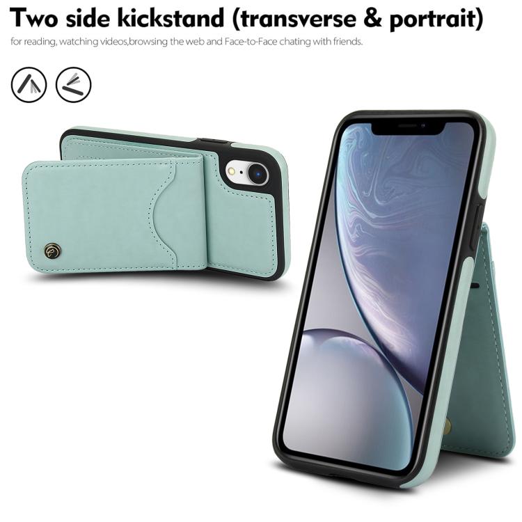 For iPhone X / XS AwQuer Vertical Flip Card Bag Holder Leather Phone Case(Green) - More iPhone Cases by Awquer | Online Shopping UK | buy2fix