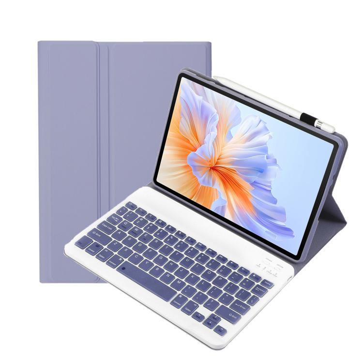 For Honor Pad V9 AH27 Ultra-thin Detachable Bluetooth Keyboard Leather Tablet Case(Lavender White) - For Huawei by buy2fix | Online Shopping UK | buy2fix