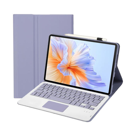 For Honor Pad V9 AH27-A Ultra-thin Detachable Bluetooth Keyboard Leather Tablet Case with Touchpad(Lavender White) - For Huawei by buy2fix | Online Shopping UK | buy2fix