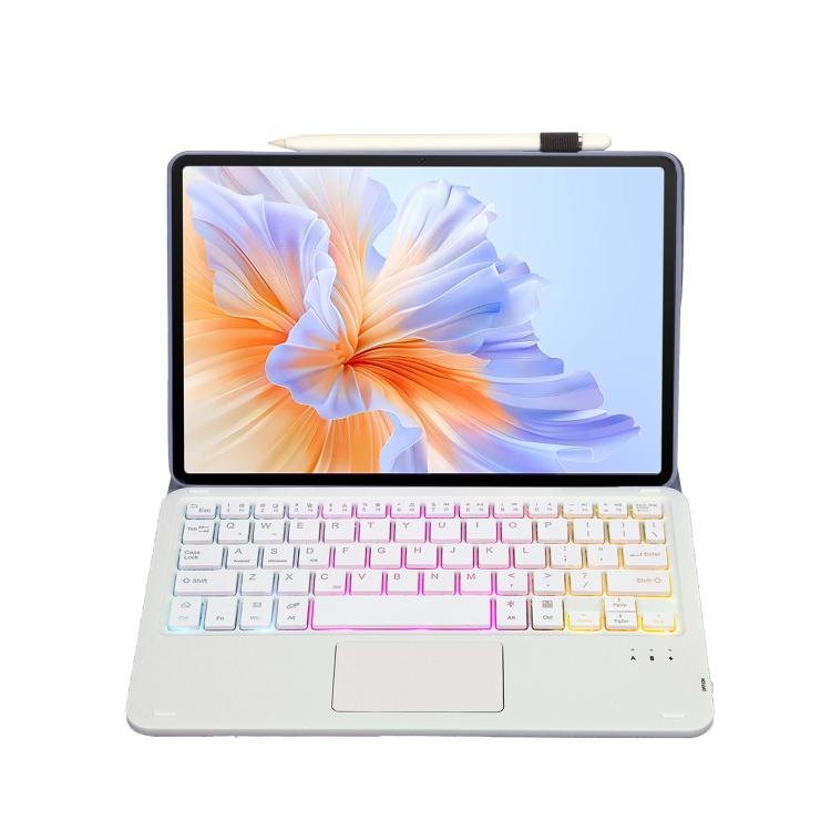 For Honor Pad V9 AH27-AS Ultra-thin Detachable Backlight Bluetooth Keyboard Leather Tablet Case with Touchpad(Lavender White) - Huawei Keyboard by buy2fix | Online Shopping UK | buy2fix