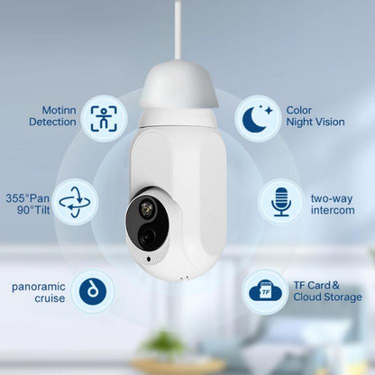 1080P Bulb Type WiFi Surveillance Camera Support Night Vision & Two-way Intercom & Motion Detection(White) - Light Bulb Camera by buy2fix | Online Shopping UK | buy2fix