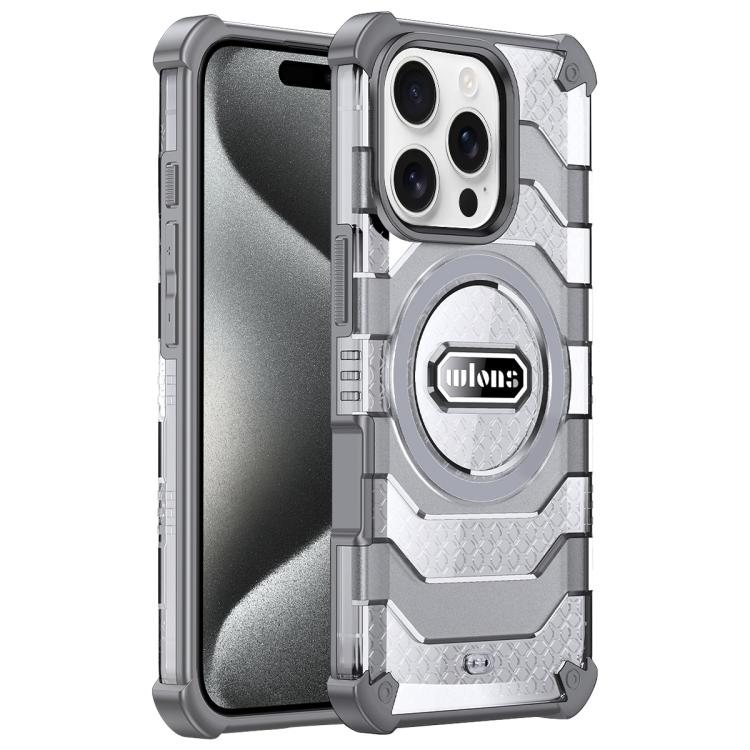 For iPhone 15 Pro Max wlons Explorer Series PC Hybrid TPU MagSafe Magnetic Case(Grey) - iPhone 15 Pro Max Cases by wlons | Online Shopping UK | buy2fix
