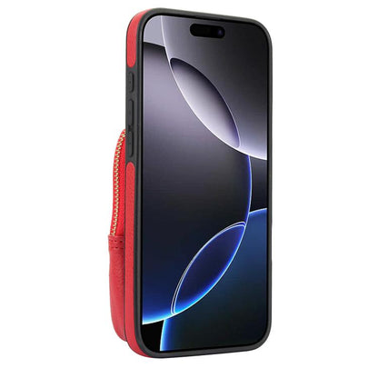 For iPhone 16 Pro Max AwQuer Crossbody Zipper Wallet Bag Litchi Leather Phone Case(Red) by Awquer