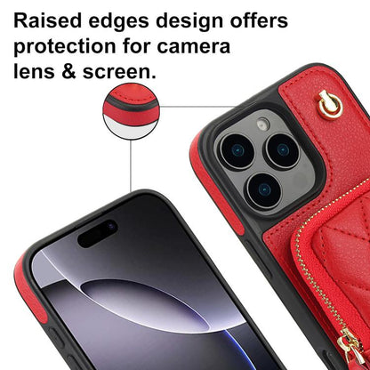 For iPhone 15 Pro Max AwQuer Crossbody Zipper Wallet Bag Litchi Leather Phone Case(Red) - iPhone 15 Pro Max Cases by Awquer | Online Shopping UK | buy2fix