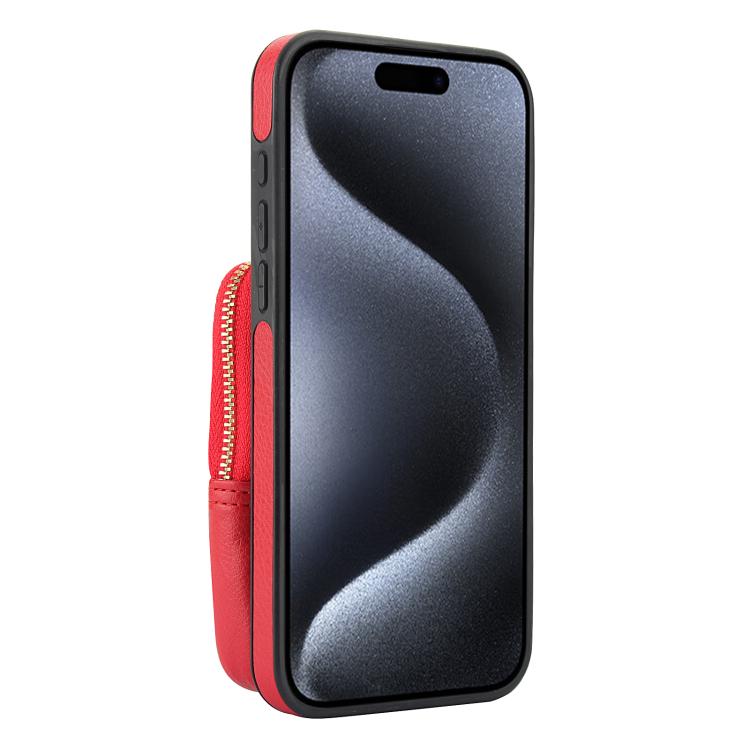 For iPhone 15 Pro AwQuer Crossbody Zipper Wallet Bag Litchi Leather Phone Case(Red) - iPhone 15 Pro Cases by Awquer | Online Shopping UK | buy2fix