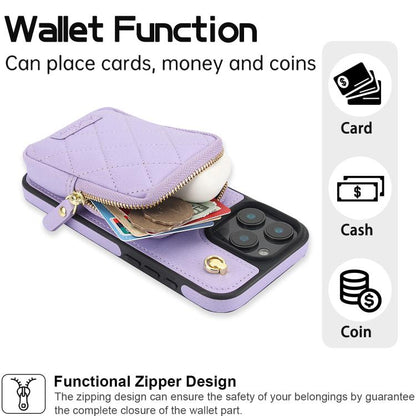 For iPhone 14 Plus AwQuer Crossbody Zipper Wallet Bag Litchi Leather Phone Case(Light Purple) - iPhone 14 Plus Cases by Awquer | Online Shopping UK | buy2fix