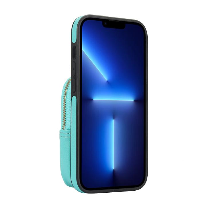 For iPhone 13 Pro Max AwQuer Crossbody Zipper Wallet Bag Litchi Leather Phone Case(Mint Green) - iPhone 13 Pro Max Cases by Awquer | Online Shopping UK | buy2fix