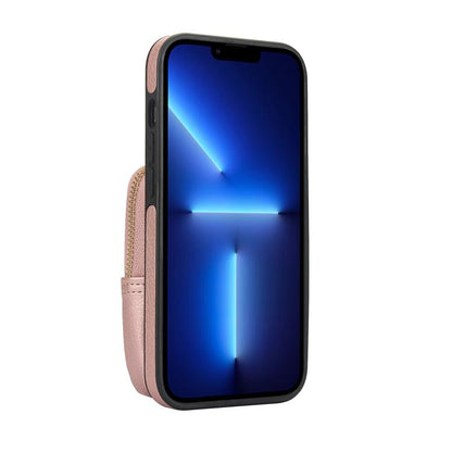 For iPhone 13 Pro Max AwQuer Crossbody Zipper Wallet Bag Litchi Leather Phone Case(Rose Gold) - iPhone 13 Pro Max Cases by Awquer | Online Shopping UK | buy2fix