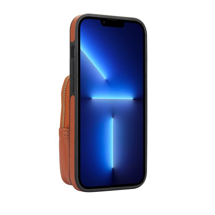 For iPhone 13 Pro Max AwQuer Crossbody Zipper Wallet Bag Litchi Leather Phone Case(Brown) - iPhone 13 Pro Max Cases by Awquer | Online Shopping UK | buy2fix