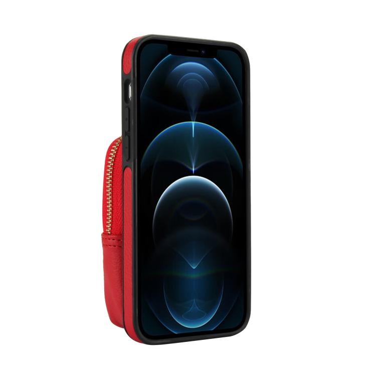 For iPhone 12 / 12 Pro AwQuer Crossbody Zipper Wallet Bag Litchi Leather Phone Case(Red) - iPhone 12 / 12 Pro Cases by Awquer | Online Shopping UK | buy2fix