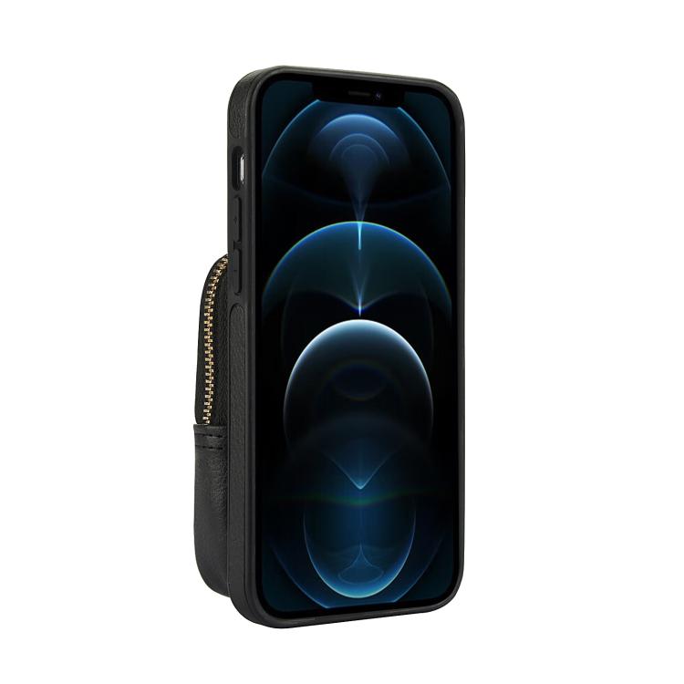 For iPhone 12 Pro Max AwQuer Crossbody Zipper Wallet Bag Litchi Leather Phone Case(Black) - iPhone 12 Pro Max Cases by Awquer | Online Shopping UK | buy2fix