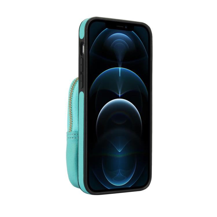 For iPhone 12 Pro Max AwQuer Crossbody Zipper Wallet Bag Litchi Leather Phone Case(Mint Green) - iPhone 12 Pro Max Cases by Awquer | Online Shopping UK | buy2fix