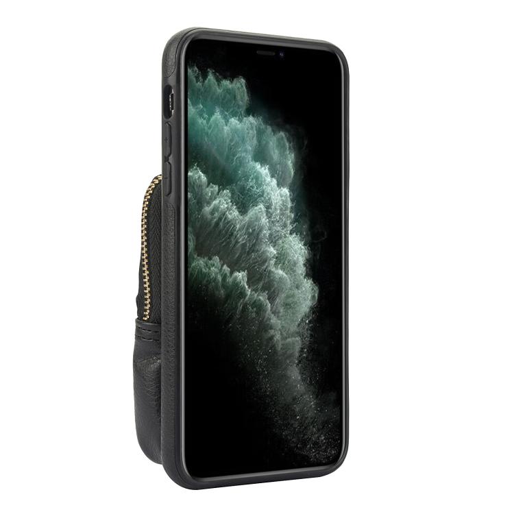 For iPhone 11 AwQuer Crossbody Zipper Wallet Bag Litchi Leather Phone Case(Black) - iPhone 11 Cases by Awquer | Online Shopping UK | buy2fix