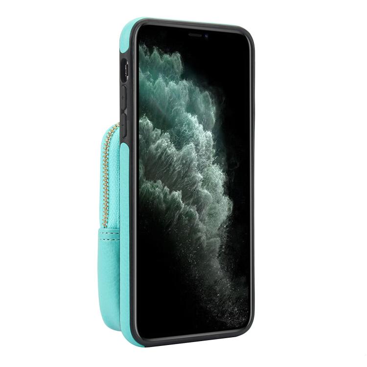 For iPhone 11 AwQuer Crossbody Zipper Wallet Bag Litchi Leather Phone Case(Mint Green) - iPhone 11 Cases by Awquer | Online Shopping UK | buy2fix