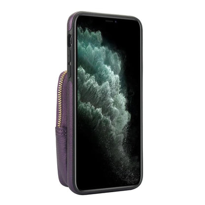 For iPhone 11 AwQuer Crossbody Zipper Wallet Bag Litchi Leather Phone Case(Dark Purple) - iPhone 11 Cases by Awquer | Online Shopping UK | buy2fix