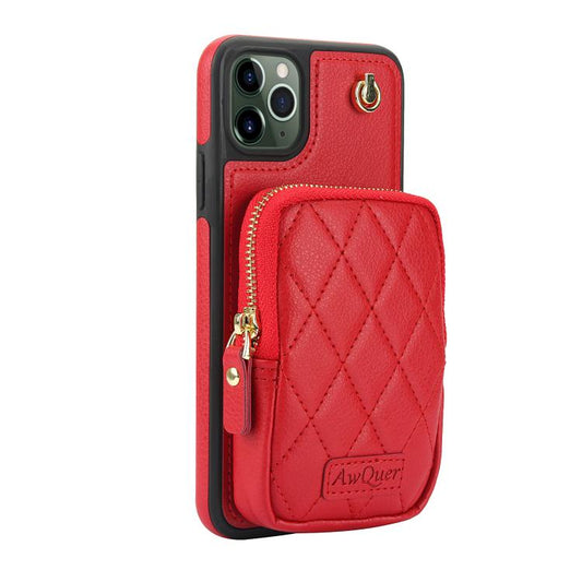 For iPhone 11 Pro AwQuer Crossbody Zipper Wallet Bag Litchi Leather Phone Case(Red) - iPhone 11 Pro Cases by Awquer | Online Shopping UK | buy2fix