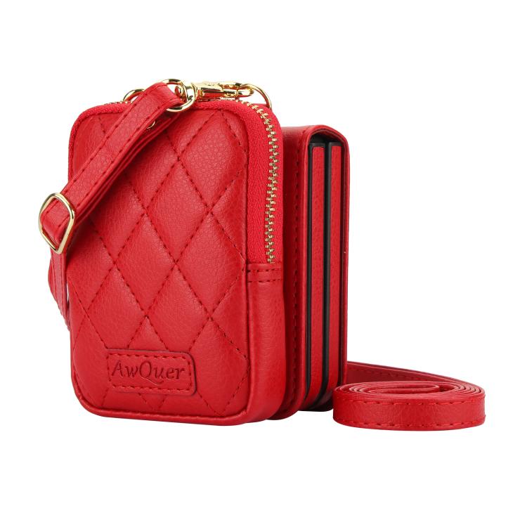 For Samsung Galaxy Z Flip6 / Flip7 FE AwQuer Crossbody Zipper Wallet Bag Litchi Leather Phone Case(Red) - Galaxy Z Flip6 5G Cases by Awquer | Online Shopping UK | buy2fix