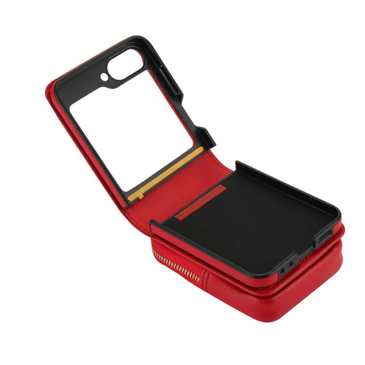 For Samsung Galaxy Z Flip6 / Flip7 FE AwQuer Crossbody Zipper Wallet Bag Litchi Leather Phone Case(Red) - Galaxy Z Flip6 5G Cases by Awquer | Online Shopping UK | buy2fix