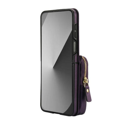 For Samsung Galaxy Z Flip6 / Flip7 FE AwQuer Crossbody Zipper Wallet Bag Litchi Leather Phone Case(Dark Purple) - Galaxy Z Flip6 5G Cases by Awquer | Online Shopping UK | buy2fix