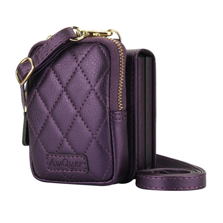 For Samsung Galaxy Z Flip6 / Flip7 FE AwQuer Crossbody Zipper Wallet Bag Litchi Leather Phone Case(Dark Purple) - Galaxy Z Flip6 5G Cases by Awquer | Online Shopping UK | buy2fix