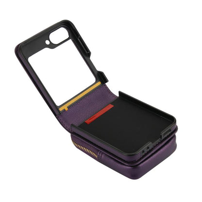 For Samsung Galaxy Z Flip6 / Flip7 FE AwQuer Crossbody Zipper Wallet Bag Litchi Leather Phone Case(Dark Purple) - Galaxy Z Flip6 5G Cases by Awquer | Online Shopping UK | buy2fix