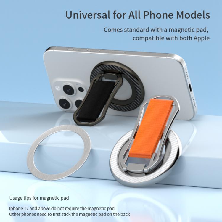 Multifunctional Wristband Folding Magnetic Ring MagSafe Phone Holder(Orange+Grey) - Ring Holder by buy2fix | Online Shopping UK | buy2fix