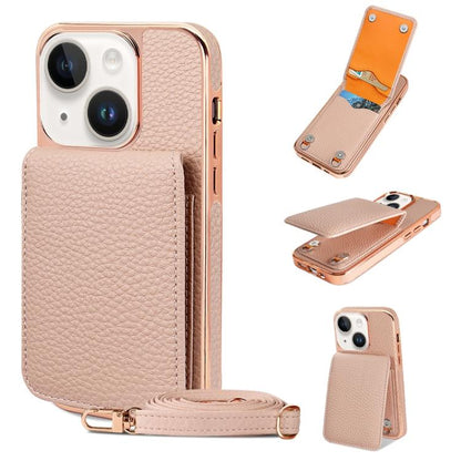 For iPhone 14 VIETAO Litchi Texture Wallet PU Phone Case with Lanyard(Pink) - iPhone 14 Cases by VIETAO | Online Shopping UK | buy2fix