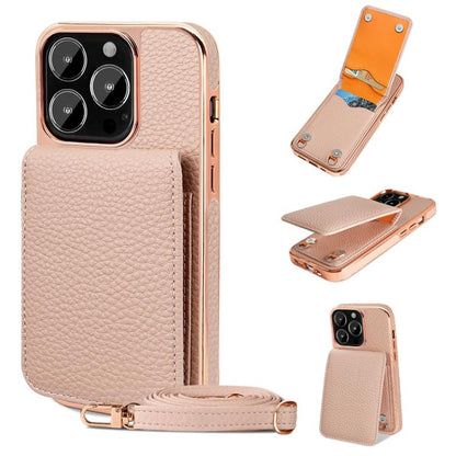 For iPhone 13 Pro VIETAO Litchi Texture Wallet PU Phone Case with Lanyard(Pink) - iPhone 13 Pro Cases by VIETAO | Online Shopping UK | buy2fix