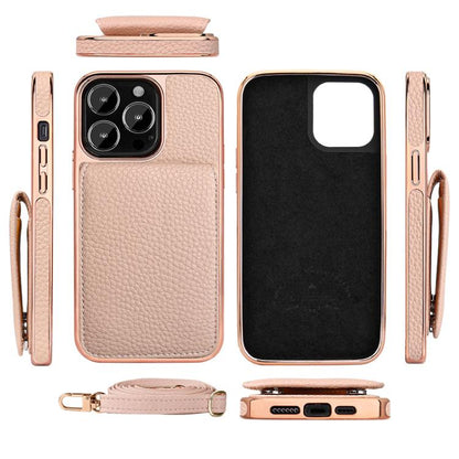 For iPhone 14 Pro VIETAO Litchi Texture Wallet PU Phone Case with Lanyard(Pink) - iPhone 14 Pro Cases by VIETAO | Online Shopping UK | buy2fix