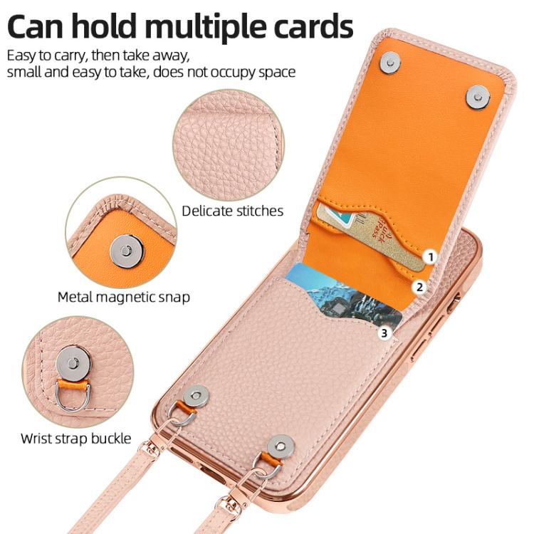 For iPhone 16 Pro Max VIETAO Litchi Texture Wallet PU Phone Case with Lanyard(Pink) - iPhone 16 Pro Max Cases by VIETAO | Online Shopping UK | buy2fix