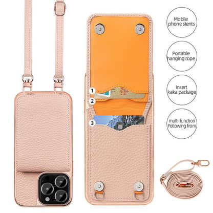 For iPhone 15 Pro Max VIETAO Litchi Texture Wallet PU Phone Case with Lanyard(Pink) - iPhone 15 Pro Max Cases by VIETAO | Online Shopping UK | buy2fix