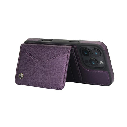 For iPhone 16 Pro AwQuer Horizontal Flip Card Bag Holder Leather Phone Case(Dark Purple) by Awquer