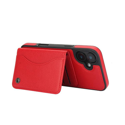 For iPhone 16 Plus AwQuer Horizontal Flip Card Bag Holder Leather Phone Case(Red) by Awquer