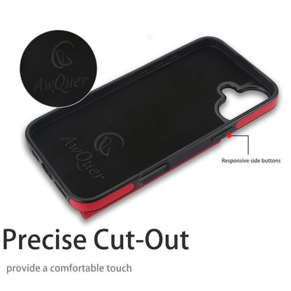 For iPhone 16 Plus AwQuer Horizontal Flip Card Bag Holder Leather Phone Case(Red) by Awquer