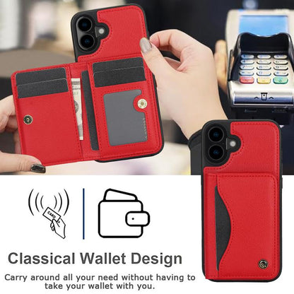 For iPhone 16 Plus AwQuer Horizontal Flip Card Bag Holder Leather Phone Case(Red) by Awquer