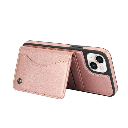 For iPhone 14 Plus AwQuer Horizontal Flip Card Bag Holder Leather Phone Case(Rose Gold) - iPhone 14 Plus Cases by Awquer | Online Shopping UK | buy2fix