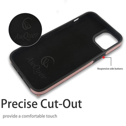 For iPhone 14 Plus AwQuer Horizontal Flip Card Bag Holder Leather Phone Case(Rose Gold) - iPhone 14 Plus Cases by Awquer | Online Shopping UK | buy2fix